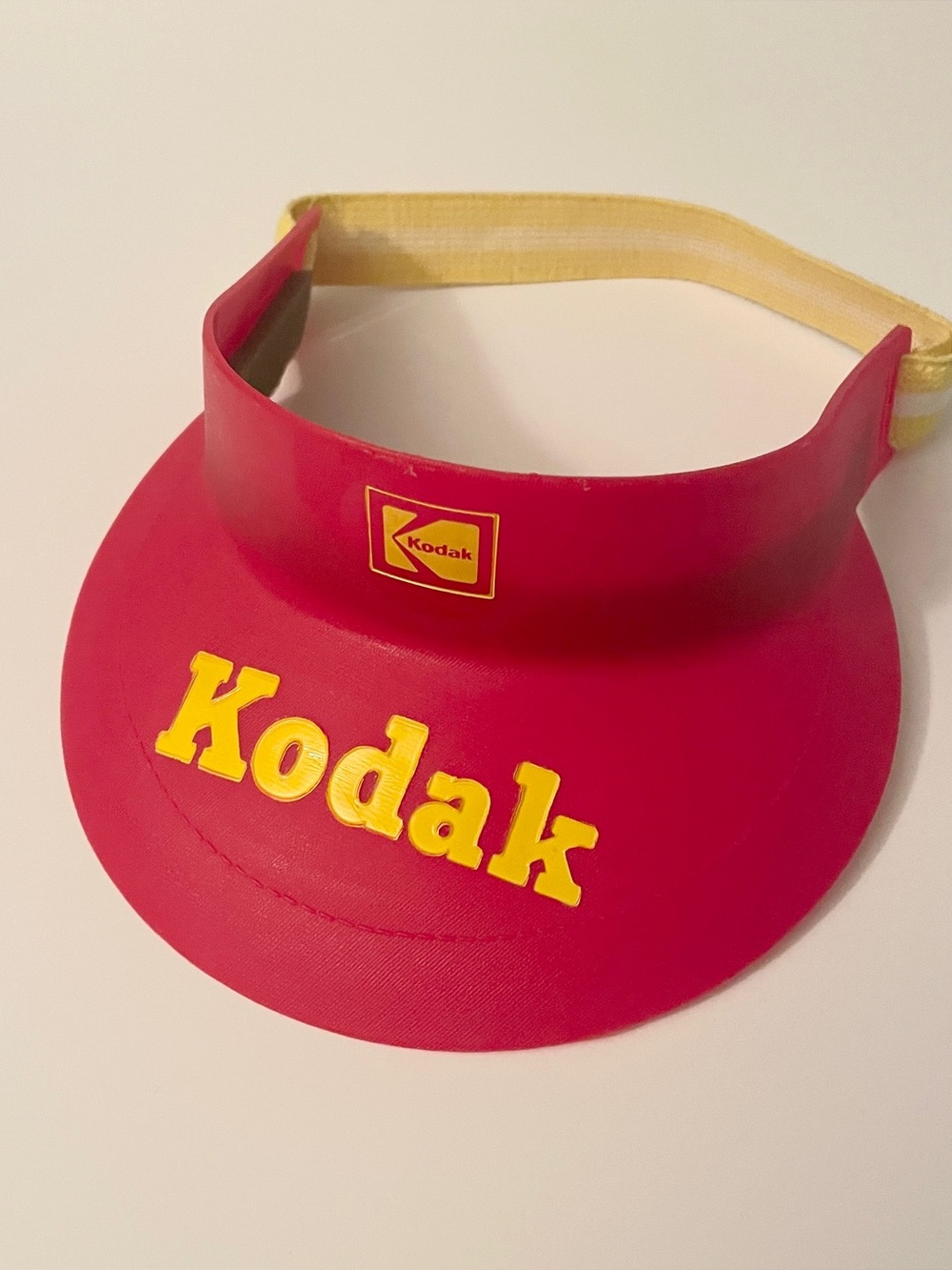 Vintage 1975 Kodak Red & Yellow Plastic Advertising Sun Visor Hat